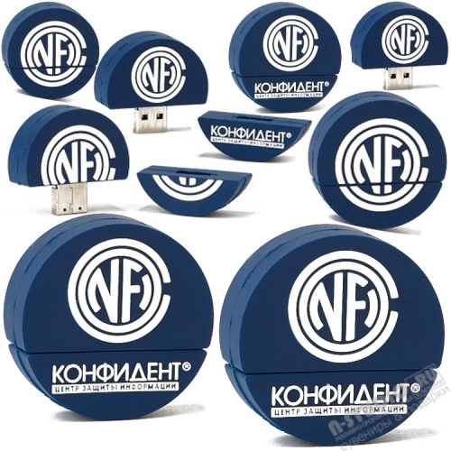 Круглые флешки в форме логотипа «Конфидент» usb флэш накопители